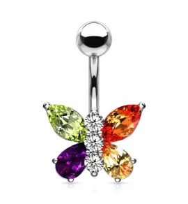 Серьга банан для пирсинга пупка из стали PiercedFish NAL8205 в форме бабочки