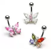 Серьга банан для пирсинга пупка из стали PiercedFish NAL8205 в форме бабочки