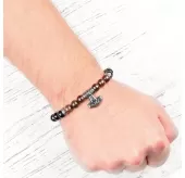 Мужской браслет на резинке Everiot Select LNS-0263 из агата и бронзита с молотом Тора