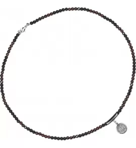 Мужской чокер из агата и граната с медальоном Святого Бенедикта и крестом Everiot Select select LNS-2135