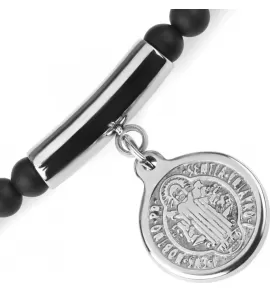 Мужской чокер из агата и граната с медальоном Святого Бенедикта и крестом Everiot Select select LNS-2135