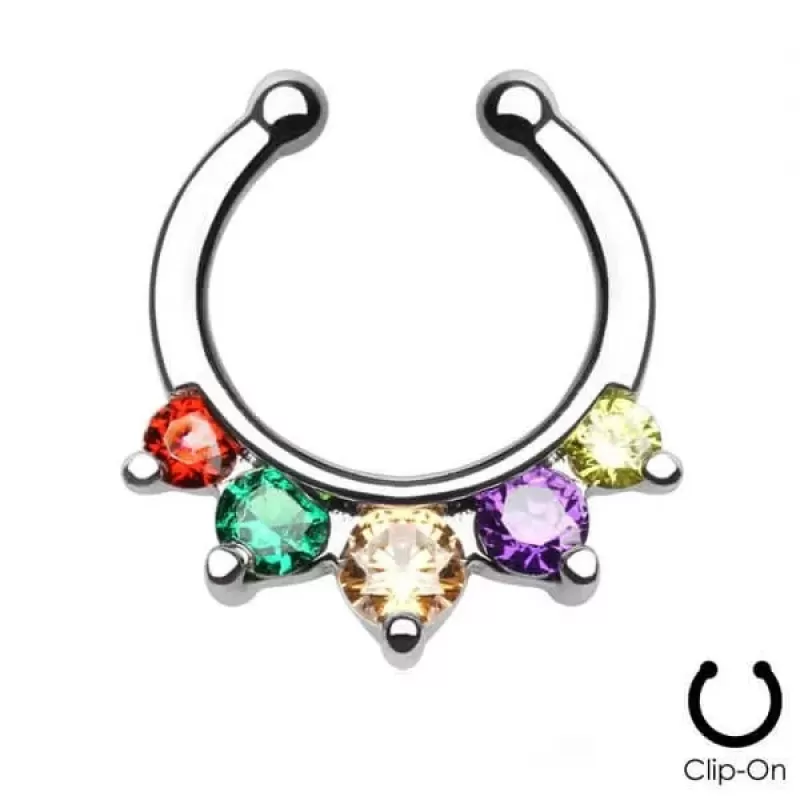 Серьга септум обманка (клипса, имитация пирсинга) PiercedFish --SEPR-20 с фианитами