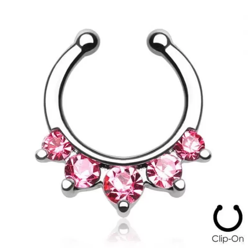 Серьга септум обманка (клипса, имитация пирсинга) PiercedFish --SEPR-20 с фианитами