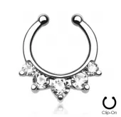 Серьга септум обманка (клипса, имитация пирсинга) PiercedFish --SEPR-20 с фианитами