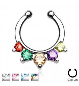 Серьга септум обманка (клипса, имитация пирсинга) PiercedFish --SEPR-20 с фианитами