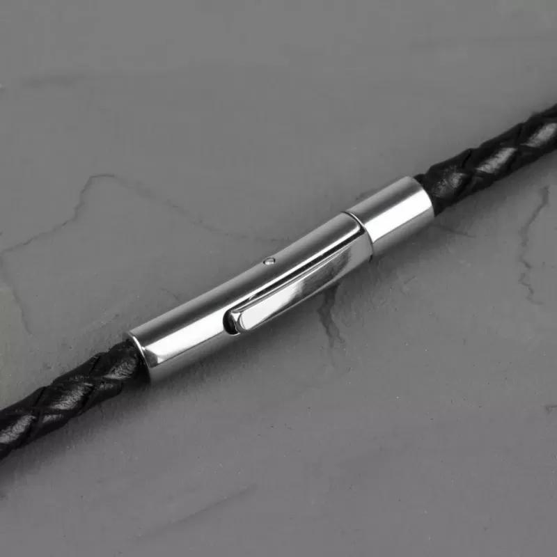 Плетеный кожаный шнурок премиум Everiot Select LC-5001 со стальной застежкой