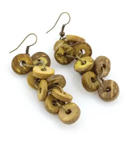 Серьги Indigo ING-RR-123 с круглыми подвесками цвета сухого мха