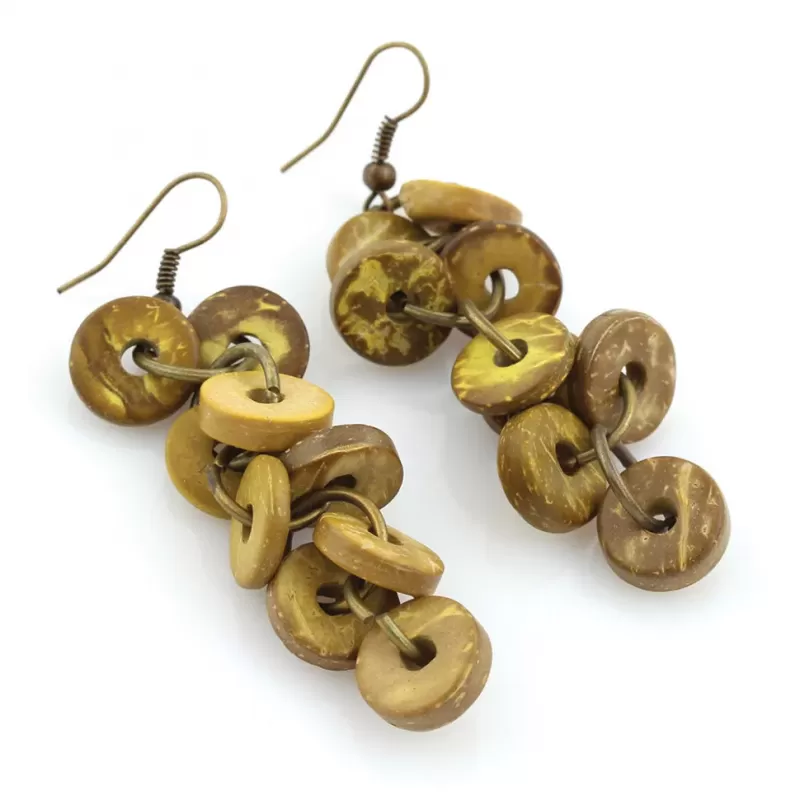 Серьги Indigo ING-RR-123 с круглыми подвесками цвета сухого мха