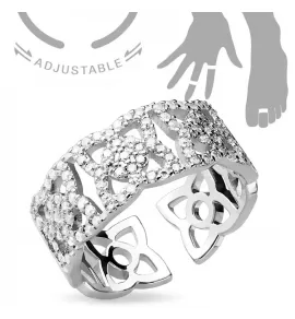 Безразмерное незамкнутое кольцо для пальцев ног/на фалангу TATIC R-A17531 с фианитами