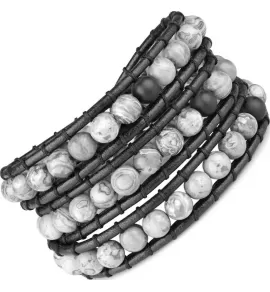 Браслет-намотка из яшмы и кожаного шнура Everiot Select LNS-3119-L плетеный