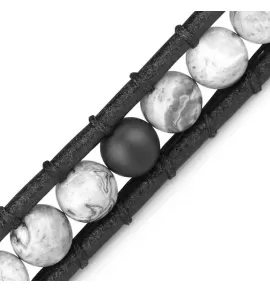 Браслет-намотка из яшмы и кожаного шнура Everiot Select LNS-3119-L плетеный