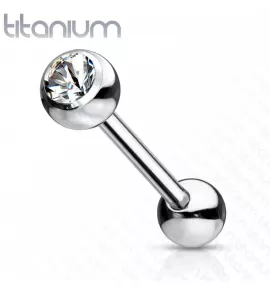 Штанга из титана с фианитом Pirslab --T23B03-C для пирсинга хряща уха, хеликса, языка, брови, сосков
