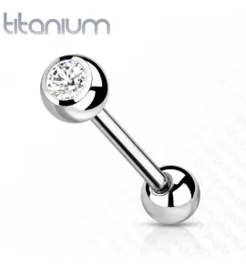Штанга из титана с фианитом Pirslab --T23B03-C для пирсинга хряща уха, хеликса, языка, брови, сосков