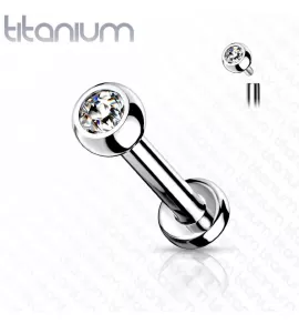 Серьга лабрет из титана для пирсинга уха, губ Pirslab TIL03-C с кристаллом