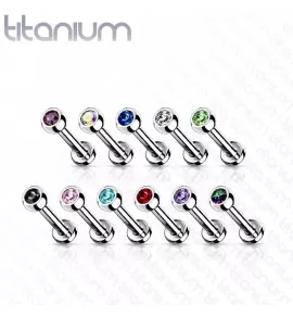 Серьга лабрет из титана для пирсинга уха, губ Pirslab TIL03-C с кристаллом