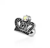 Серьга микроштанга для пирсинга хряща уха, хеликса, трагуса PiercedFish JA12252 из стали с короной