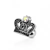 Серьга микроштанга для пирсинга хряща уха, хеликса, трагуса PiercedFish JA12252 из стали с короной
