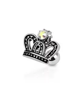 Серьга микроштанга для пирсинга хряща уха, хеликса, трагуса PiercedFish JA12252 из стали с короной