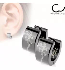 Стальные серьги-кольца Spikes SE2012 с ящерицей