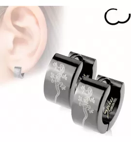 Стальные серьги-кольца Spikes SE2012 с ящерицей