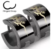 Стальные серьги-кольца Spikes SE2012 с ящерицей