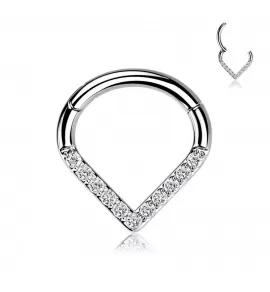 Кольцо кликер из стали с фианитами PiercedFish RH61-ST серьга для пирсинга септума, трагуса и хеликса, брови