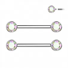 Набор 2 шт. штанга для пирсинга сосков из титана Pirslab SET-TIK01-AB с фианитами