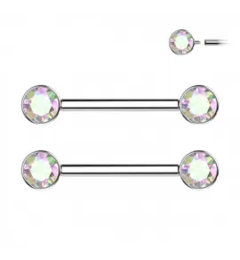 Набор 2 шт. штанга для пирсинга сосков из титана Pirslab SET-TIK01-AB с фианитами