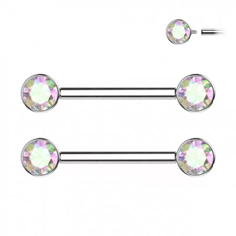 Набор 2 шт. штанга для пирсинга сосков из титана Pirslab SET-TIK01-AB с фианитами