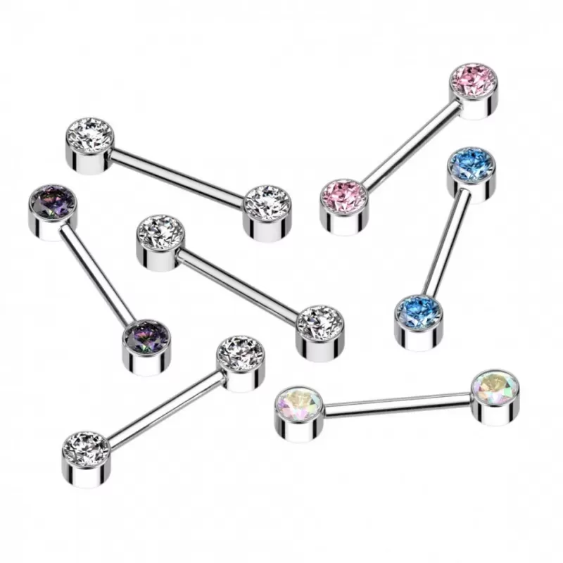 Набор 2 шт. штанга для пирсинга сосков из титана Pirslab SET-TIK01-AB с фианитами