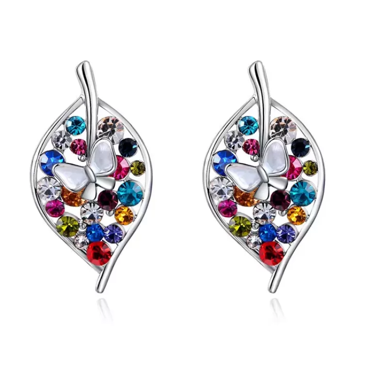 Серьги ROZI RR-20275A листья в серебряном цвете