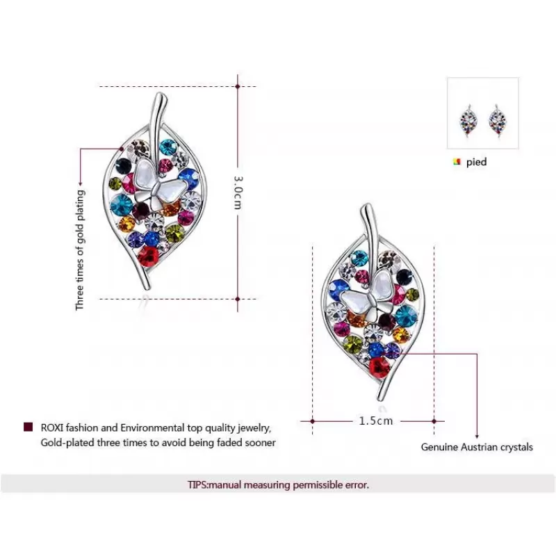 Серьги ROZI RR-20275A листья в серебряном цвете