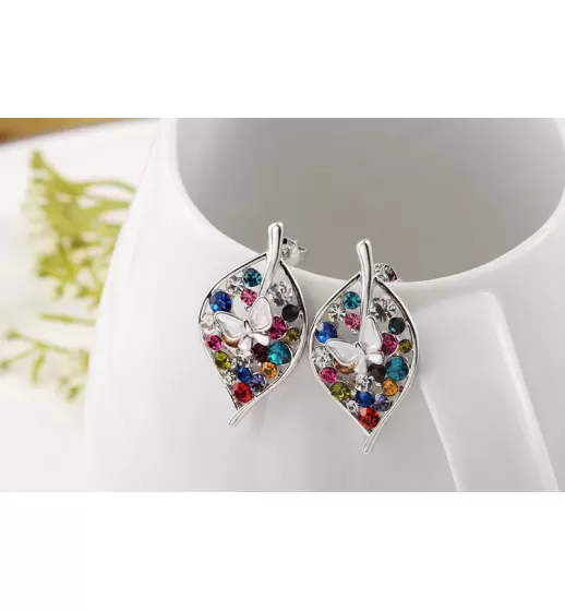 Серьги ROZI RR-20275A листья в серебряном цвете