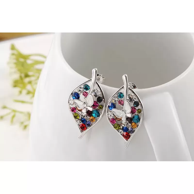 Серьги ROZI RR-20275A листья в серебряном цвете