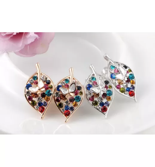 Серьги ROZI RR-20275A листья в серебряном цвете