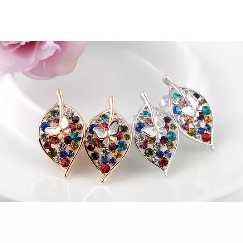 Серьги ROZI RR-20275A листья в серебряном цвете