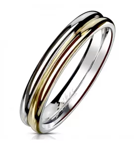 Кольцо из стали Spikes R-M6768 двухцветное
