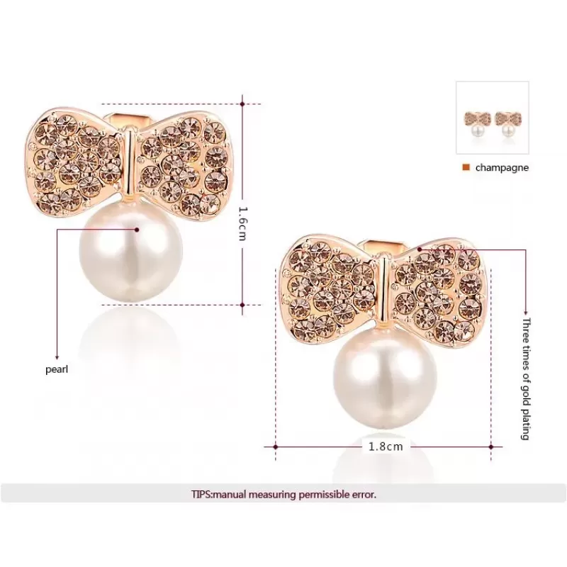 Серьги ROZI RR-62325B бантики с жемчужиной