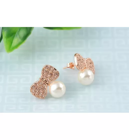 Серьги ROZI RR-62325B бантики с жемчужиной