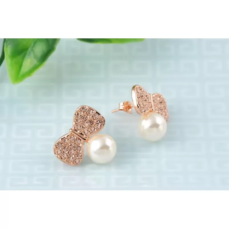 Серьги ROZI RR-62325B бантики с жемчужиной