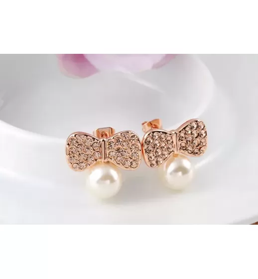 Серьги ROZI RR-62325B бантики с жемчужиной