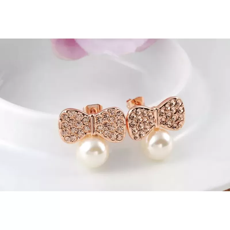 Серьги ROZI RR-62325B бантики с жемчужиной