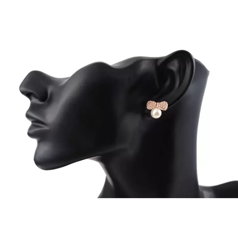 Серьги ROZI RR-62325B бантики с жемчужиной