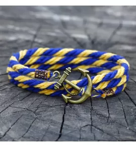 Браслет ANCHORSTUFF ANC-AL-3308 с винтажным якорем сине-желтый