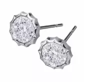 Серьги-гвоздики из стали Everiot AAB-288ESS с серебристой крошкой