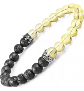 Браслет на резинке Everiot Select LNS-2026 из лавового камня и цитрина