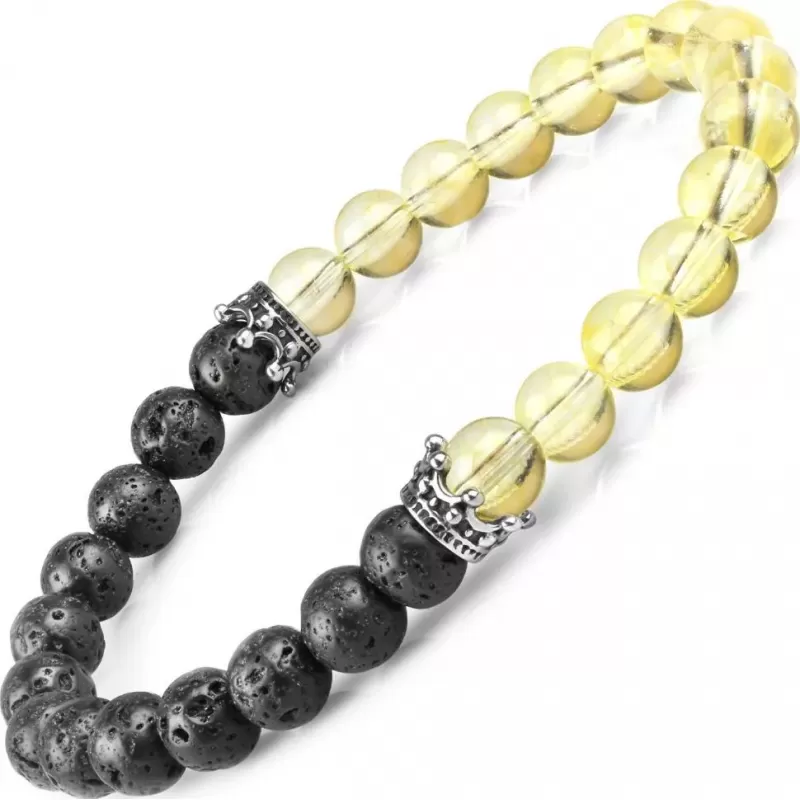 Браслет на резинке Everiot Select LNS-2026 из лавового камня и цитрина