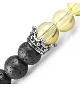 Браслет на резинке Everiot Select LNS-2026 из лавового камня и цитрина