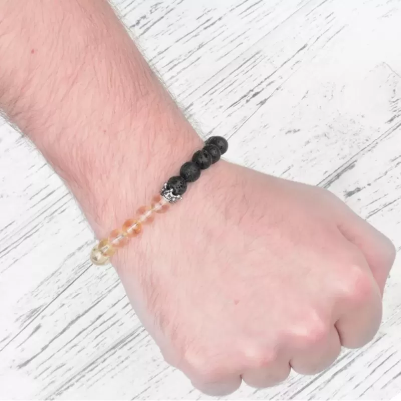 Браслет на резинке Everiot Select LNS-2026 из лавового камня и цитрина