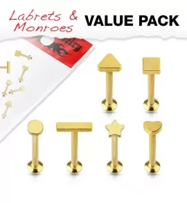 Набор из 6 серег для пирсинга (микролабрет) из стали PiercedFish VL-21